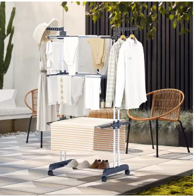 TENDEDERO PLEGABLE DE 3 NIVELES CON RUEDAS