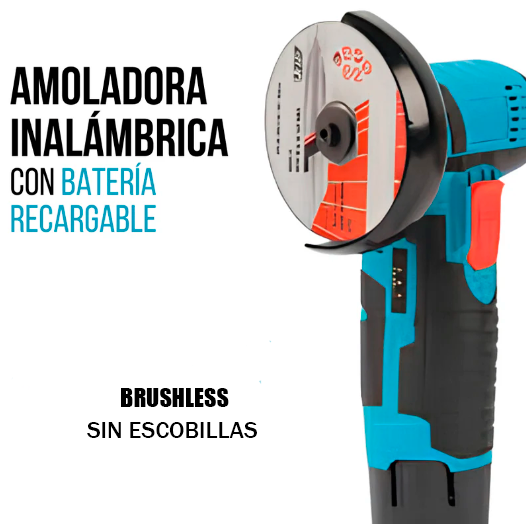 AMOLADORA INALÁMBRICA CON 2 BATERÍAS RECARGABLES DE 12V